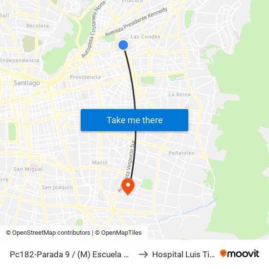 Pc182-Parada 9 / (M) Escuela Militar to Hospital Luis Tisné map