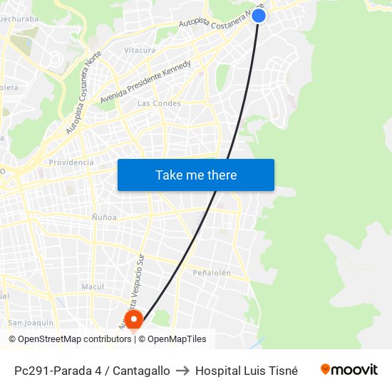 Pc291-Parada 4 / Cantagallo to Hospital Luis Tisné map