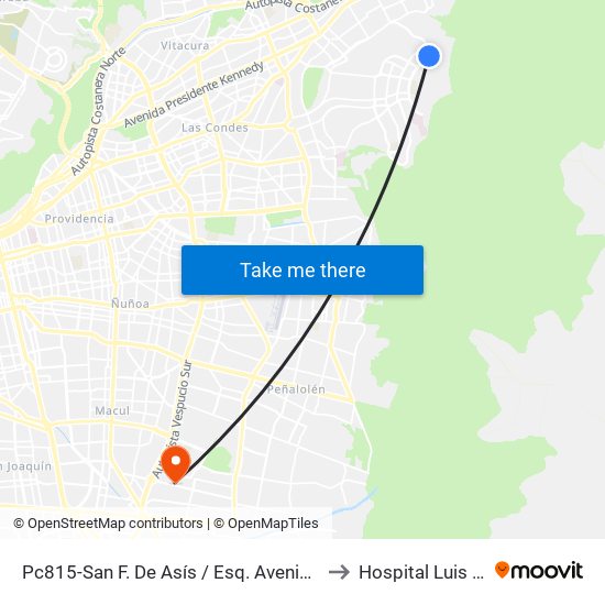 Pc815-San F. De Asís / Esq. Avenida La Plaza to Hospital Luis Tisné map