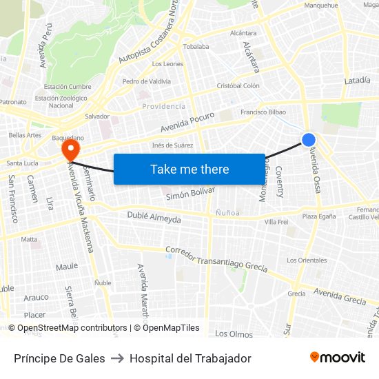 Príncipe De Gales to Hospital del Trabajador map