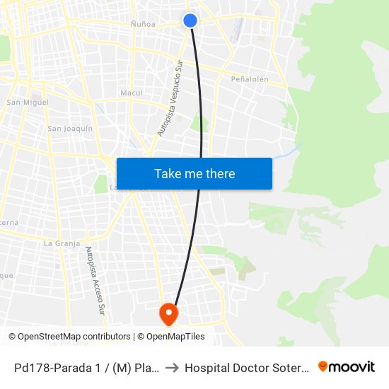 Pd178-Parada 1 / (M) Plaza Egaña to Hospital Doctor Sotero Del Rio map