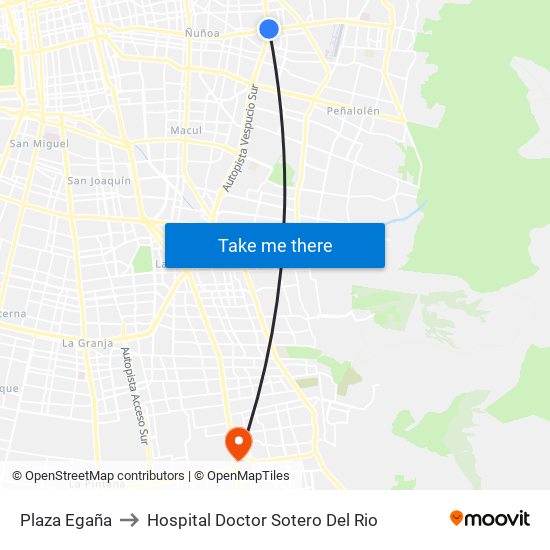 Plaza Egaña to Hospital Doctor Sotero Del Rio map