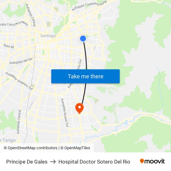 Príncipe De Gales to Hospital Doctor Sotero Del Rio map