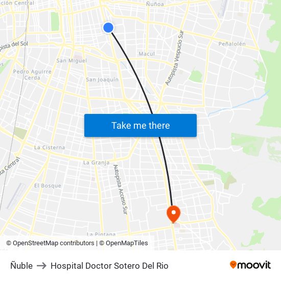 Ñuble to Hospital Doctor Sotero Del Rio map