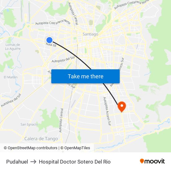 Pudahuel to Hospital Doctor Sotero Del Rio map