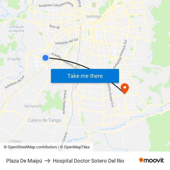 Plaza De Maipú to Hospital Doctor Sotero Del Rio map