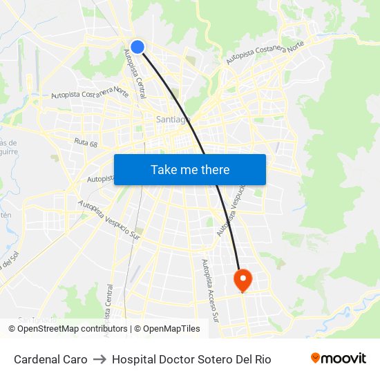 Cardenal Caro to Hospital Doctor Sotero Del Rio map