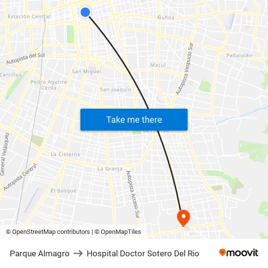 Parque Almagro to Hospital Doctor Sotero Del Rio map