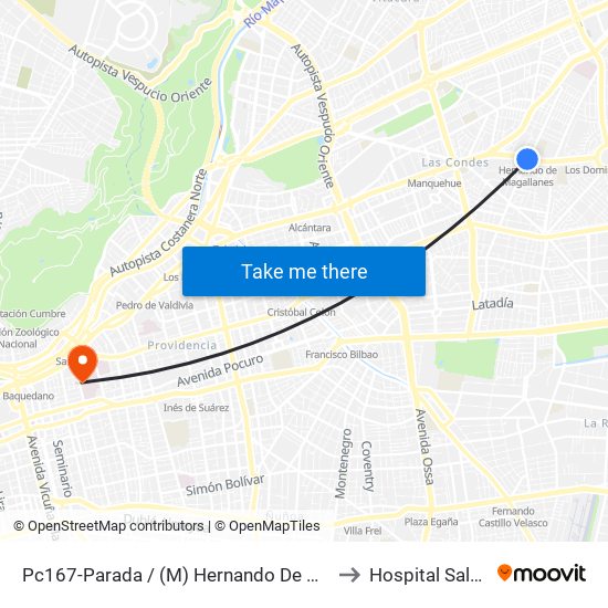 Pc167-Parada / (M) Hernando De Magallanes to Hospital Salvador map