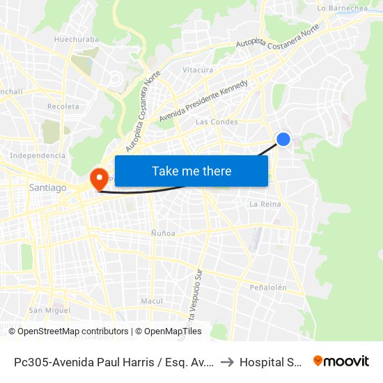 Pc305-Avenida Paul Harris / Esq. Av. Cristóbal Colón to Hospital Salvador map