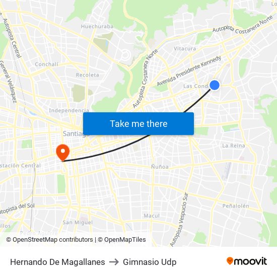 Hernando De Magallanes to Gimnasio Udp map