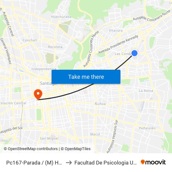 Pc167-Parada / (M) Hernando De Magallanes to Facultad De Psicologia Universidad Diego Portales map