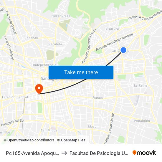 Pc165-Avenida Apoquindo / Esq. E. Dell'Orto to Facultad De Psicologia Universidad Diego Portales map
