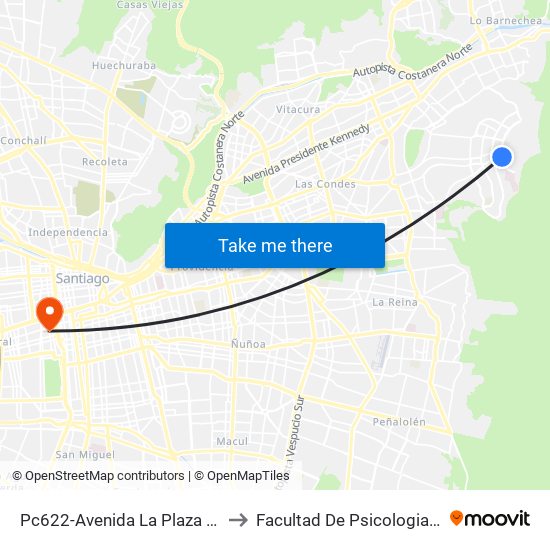 Pc622-Avenida La Plaza / Esq. Av. Mons. A. Del Portillo to Facultad De Psicologia Universidad Diego Portales map