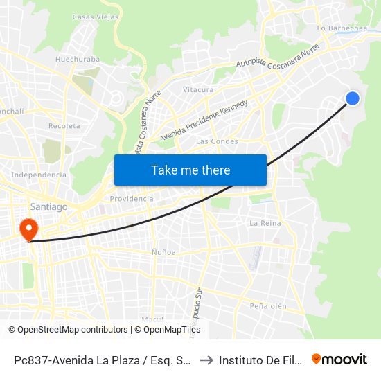Pc837-Avenida La Plaza / Esq. Sn. Francisco De Asís to Instituto De Filosofía Udp map