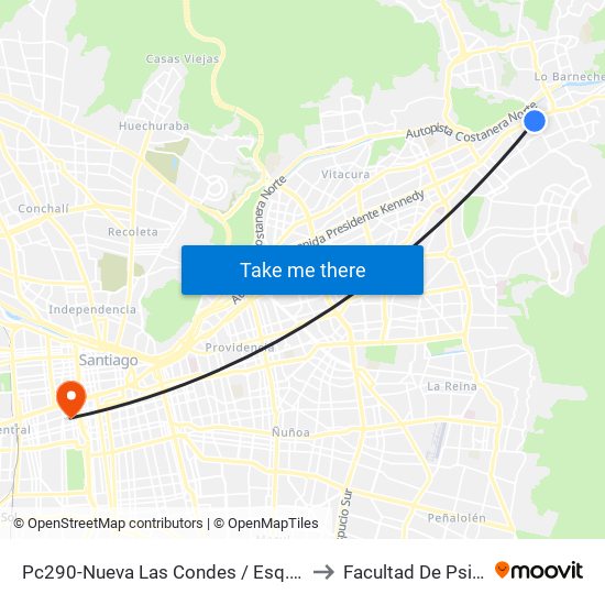 Pc290-Nueva Las Condes / Esq. Sn. Francisco De Asís to Facultad De Psicología Udp map