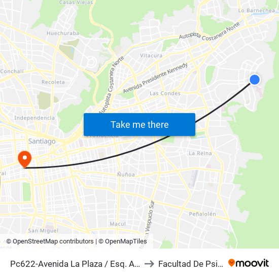 Pc622-Avenida La Plaza / Esq. Av. Mons. A. Del Portillo to Facultad De Psicología Udp map