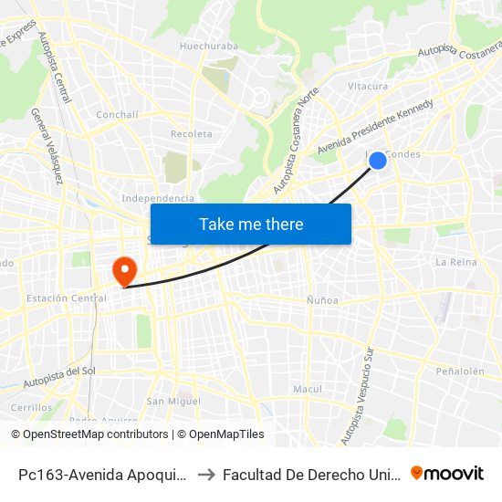 Pc163-Avenida Apoquindo / Esq. La Capitanía to Facultad De Derecho Universidad Diego Portales map