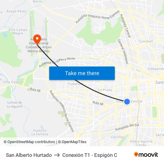 San Alberto Hurtado to Conexión T1 - Espigón C map