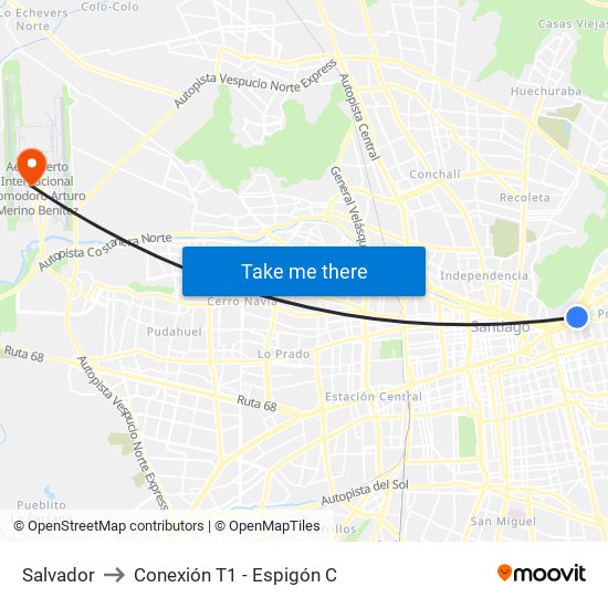 Salvador to Conexión T1 - Espigón C map