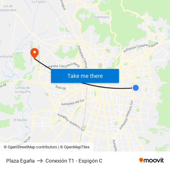 Plaza Egaña to Conexión T1 - Espigón C map