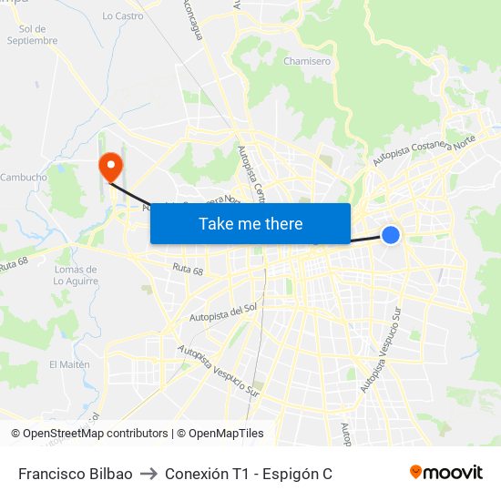 Francisco Bilbao to Conexión T1 - Espigón C map