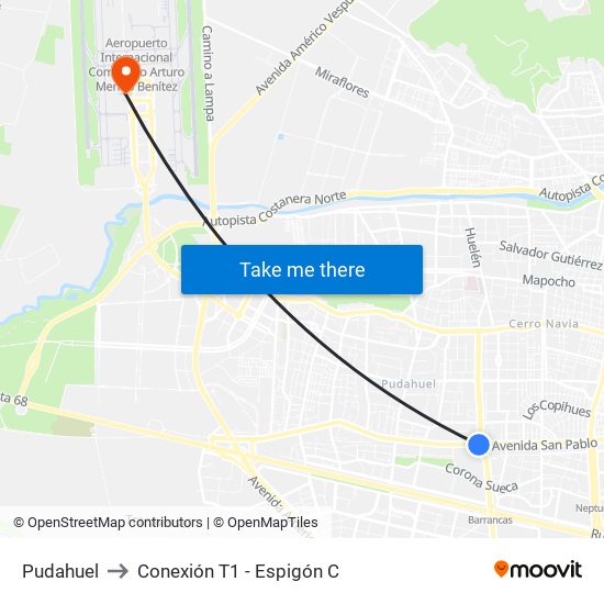 Pudahuel to Conexión T1 - Espigón C map