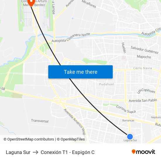 Laguna Sur to Conexión T1 - Espigón C map