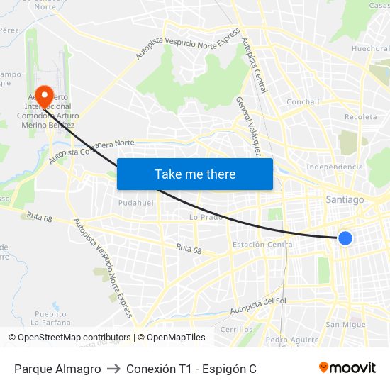 Parque Almagro to Conexión T1 - Espigón C map