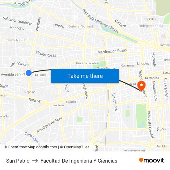 San Pablo to Facultad De Ingeniería Y Ciencias map