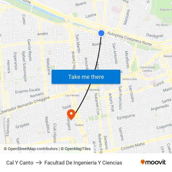 Cal Y Canto to Facultad De Ingeniería Y Ciencias map