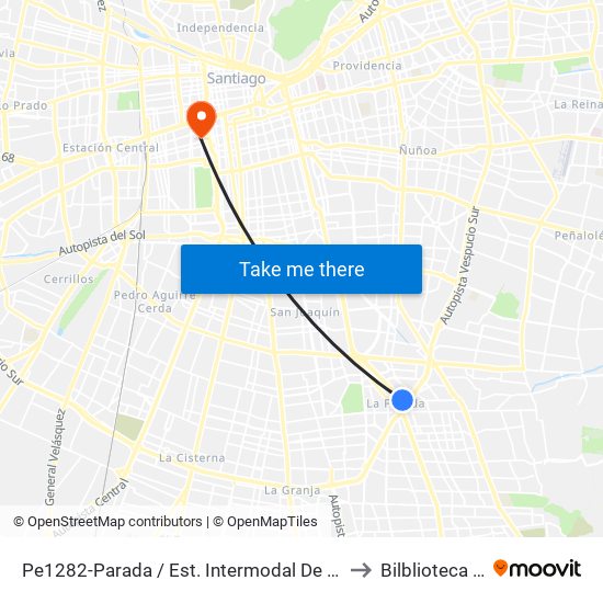 Pe1282-Parada / Est. Intermodal De La Florida to Bilblioteca Udp map