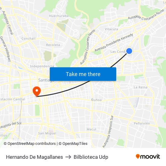 Hernando De Magallanes to Bilblioteca Udp map
