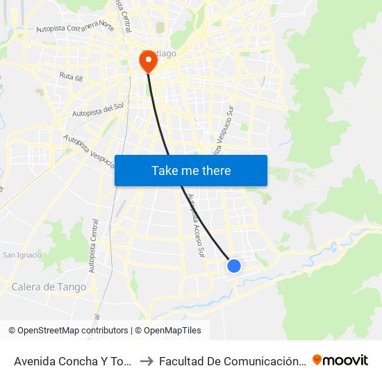 Avenida Concha Y Toro, 302-398 to Facultad De Comunicación Y Letras Udp map