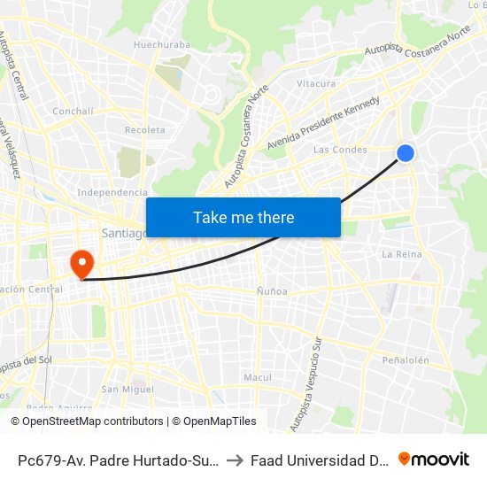 Pc679-Av. Padre Hurtado-Sur / Esq. Patagonia to Faad Universidad Diego Portales map