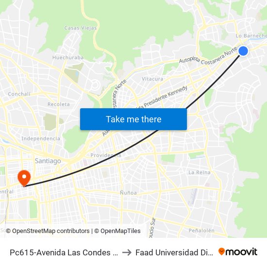 Pc615-Avenida Las Condes / Esq. La Cabaña to Faad Universidad Diego Portales map