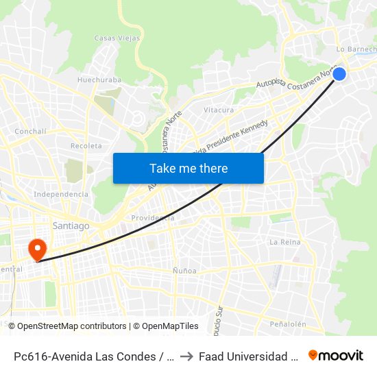 Pc616-Avenida Las Condes / Esq. Sn. Fco. De Asís to Faad Universidad Diego Portales map