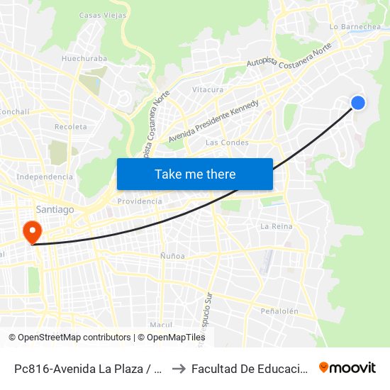 Pc816-Avenida La Plaza / Esq. Rep. De Hondura to Facultad De Educación Diego Portales map