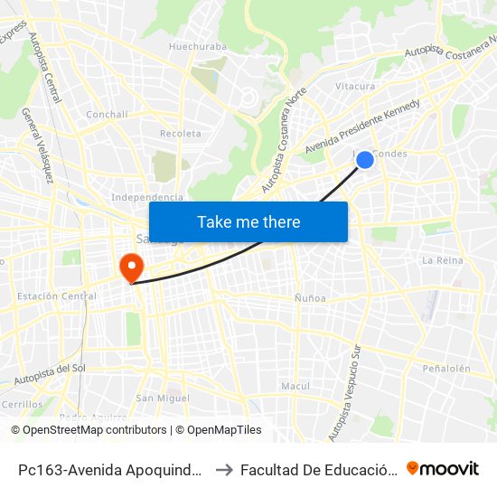 Pc163-Avenida Apoquindo / Esq. La Capitanía to Facultad De Educación Diego Portales map