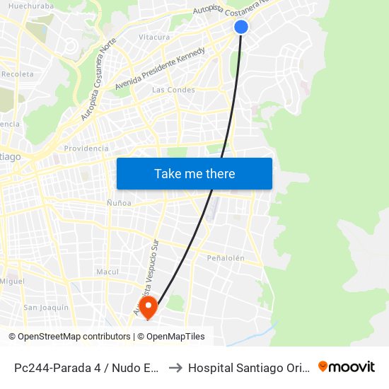 Pc244-Parada 4 / Nudo Estoril to Hospital Santiago Oriente map