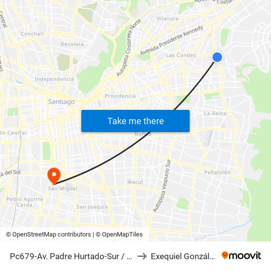 Pc679-Av. Padre Hurtado-Sur / Esq. Patagonia to Exequiel González Cortés map