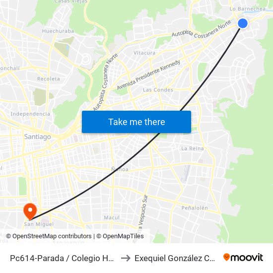 Pc614-Parada / Colegio Hebreo to Exequiel González Cortés map