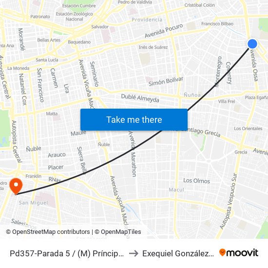 Pd357-Parada 5 / (M) Príncipe De Gales to Exequiel González Cortés map