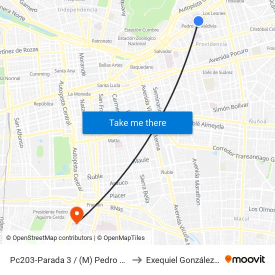 Pc203-Parada 3 / (M) Pedro De Valdivia to Exequiel González Cortés map