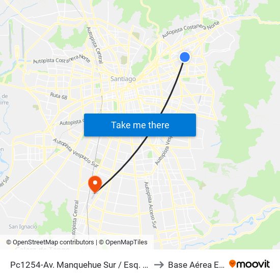 Pc1254-Av. Manquehue Sur / Esq. Avenida Apoquindo to Base Aérea El Bosque map