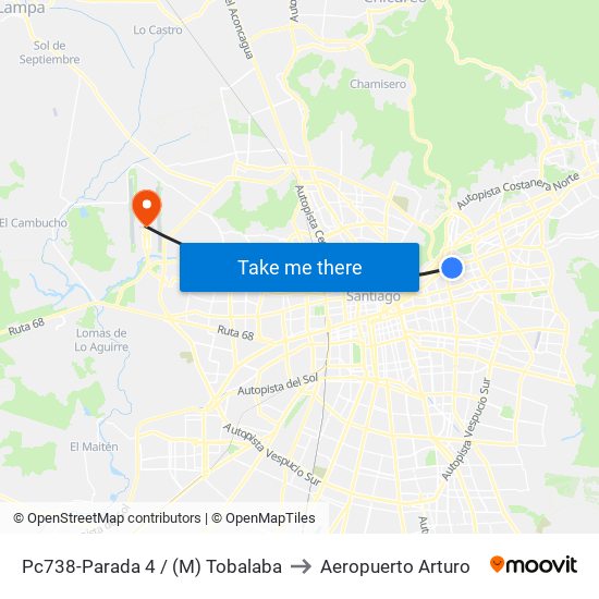 Pc738-Parada 4 / (M) Tobalaba to Aeropuerto Arturo map