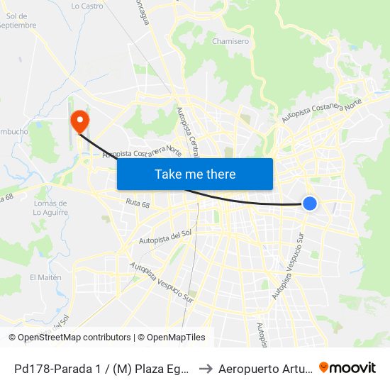 Pd178-Parada 1 / (M) Plaza Egaña to Aeropuerto Arturo map