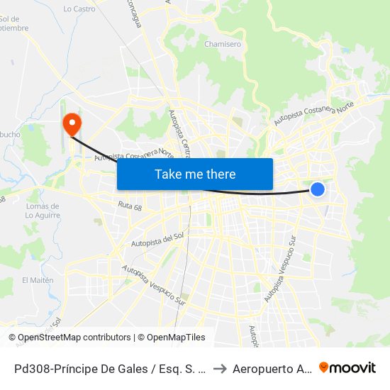Pd308-Príncipe De Gales / Esq. S. Izquierdo to Aeropuerto Arturo map