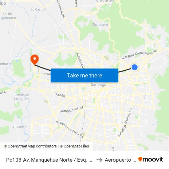 Pc103-Av. Manquehue Norte / Esq. Av. Pdte. Riesco to Aeropuerto Arturo map