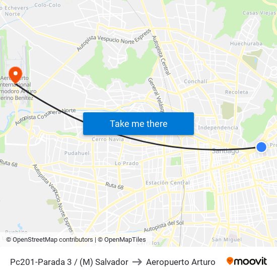 Pc201-Parada 3 / (M) Salvador to Aeropuerto Arturo map